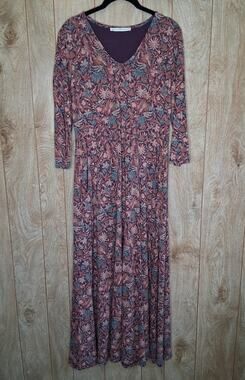 Peruvian Connection Winter Vine Dress Maxi Jersey Pima Modal Medium $158